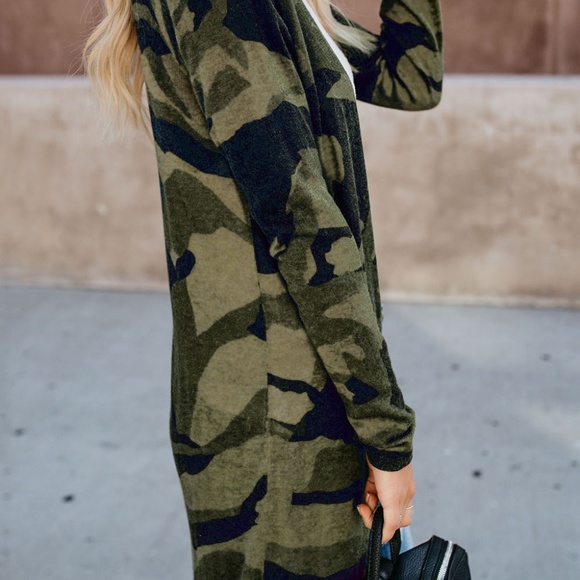 🐒 LAST ONE🐒Camo Duster Cardigan! Fabulous - Picture 3 of 8
